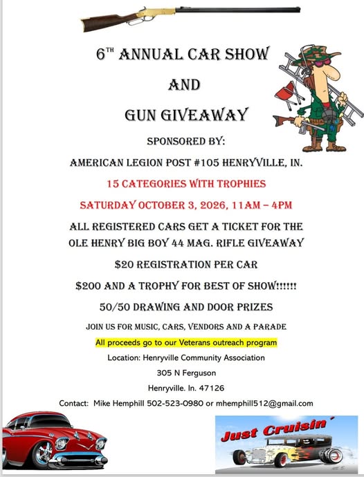 Flyer for 6th Annual Car Show and Gun Giveaway