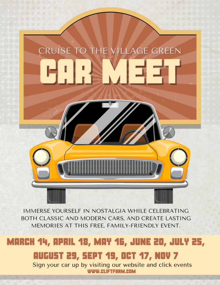 Flyer for Cruise-In to Village Green in Clift Farm