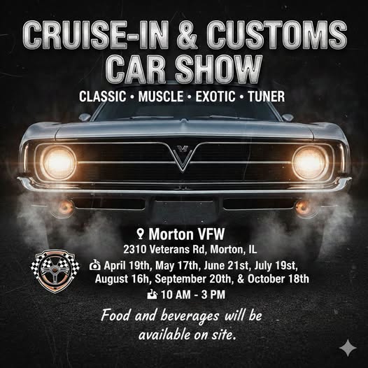 Flyer for Morton VFW Cruise-In & Customs Car Show