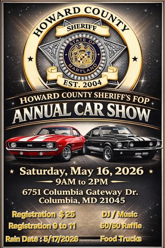 Flyer for Howard County Sheriff’s FOP Annual Car Show