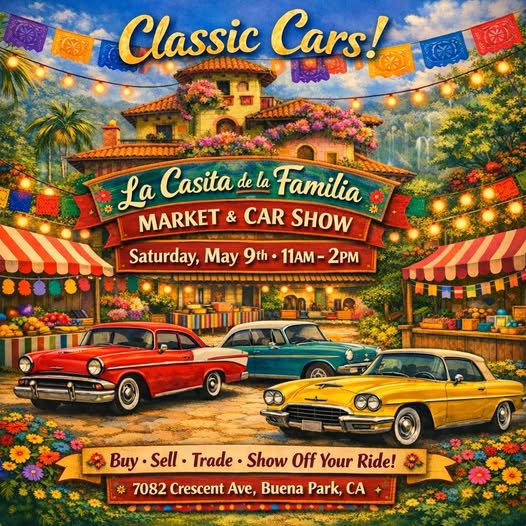 Flyer for La Casita de la Familia Market & Car Show