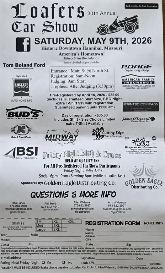 Flyer for Loafers Car Show 30th Annual