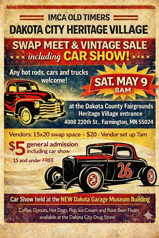 Flyer for Swap Meet & Vintage Sale including Car Show