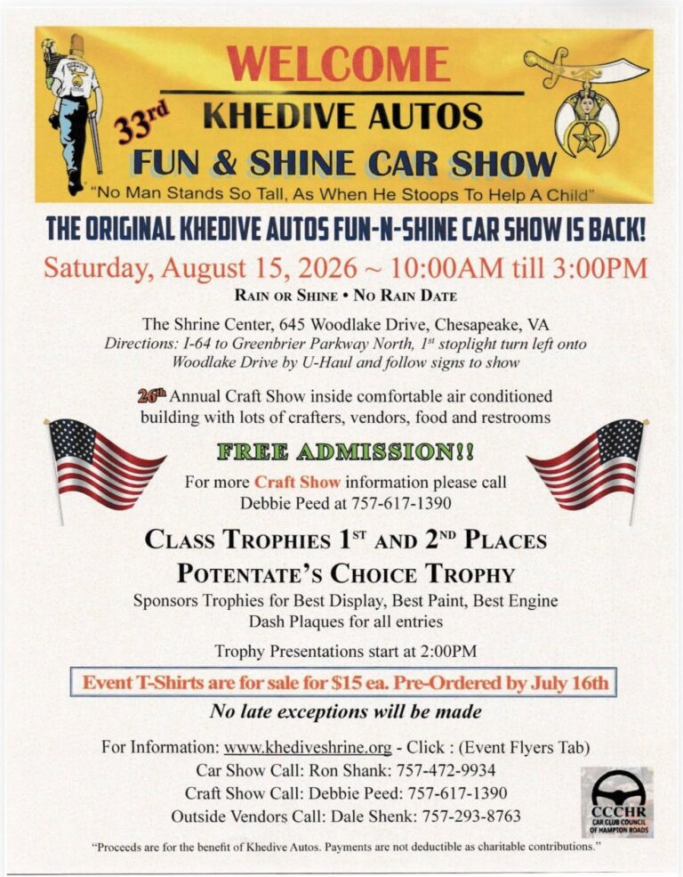 Flyer for 33rd Khedive Autos Fun & Shine Car Show
