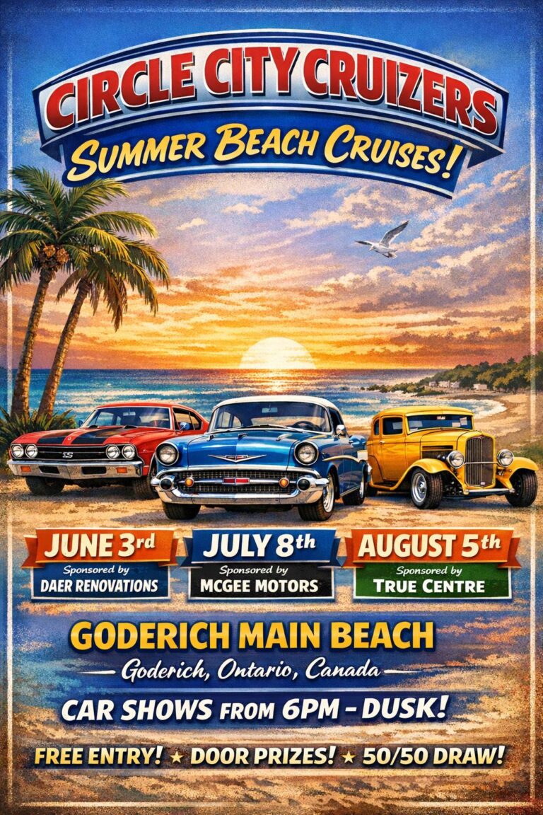 Flyer for Circle City Cruizers Summer Beach Cruises!