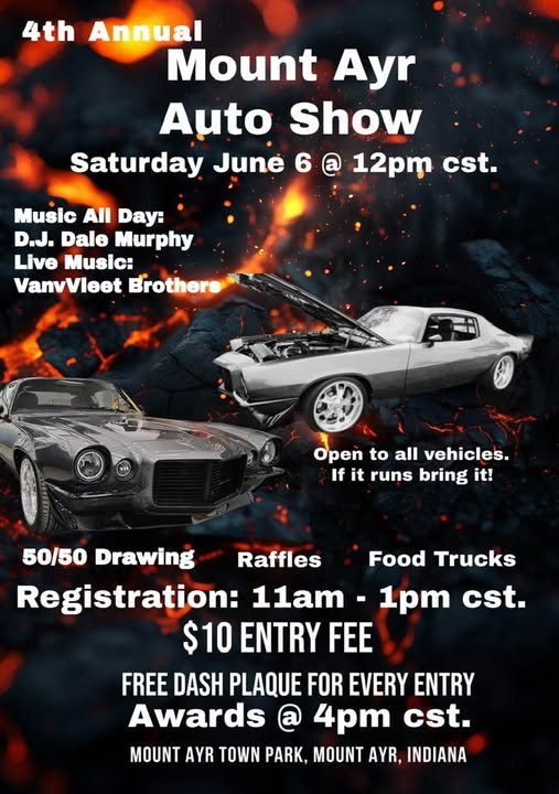 Flyer for 4th Annual Mount Ayr Auto Show