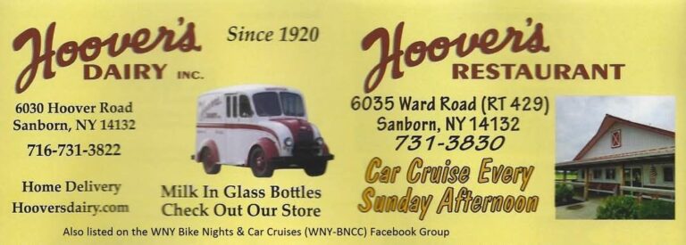 Flyer for Hoover’s Dairy Weekly Cruise Night
