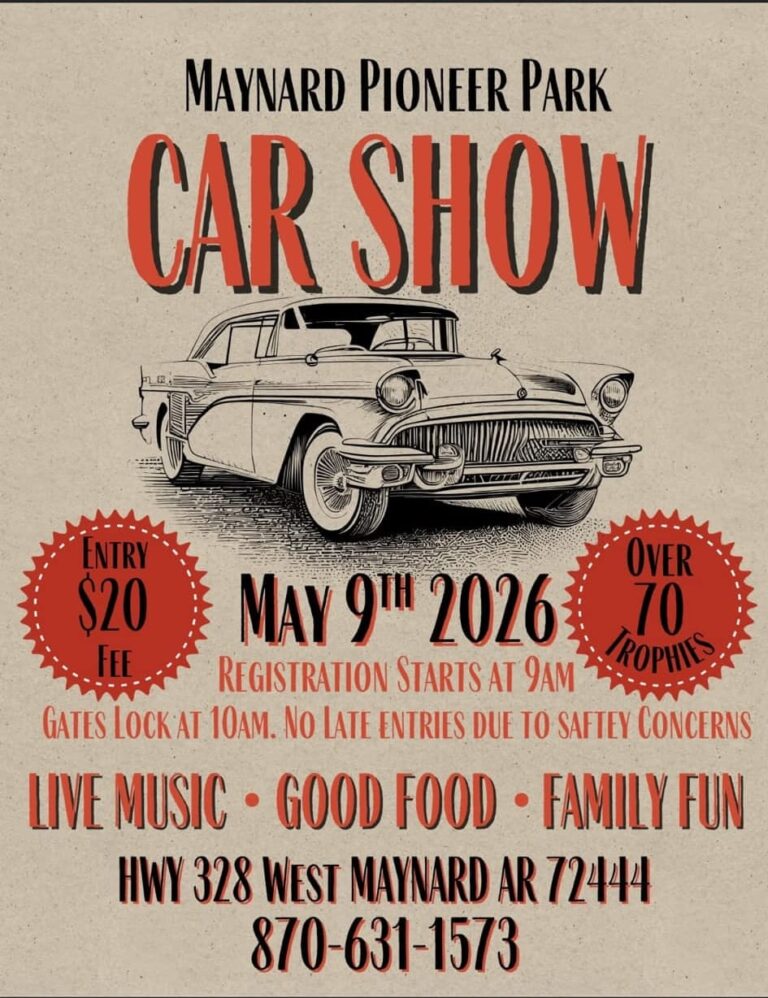 Flyer for Maynard Pioneer Park Car Show