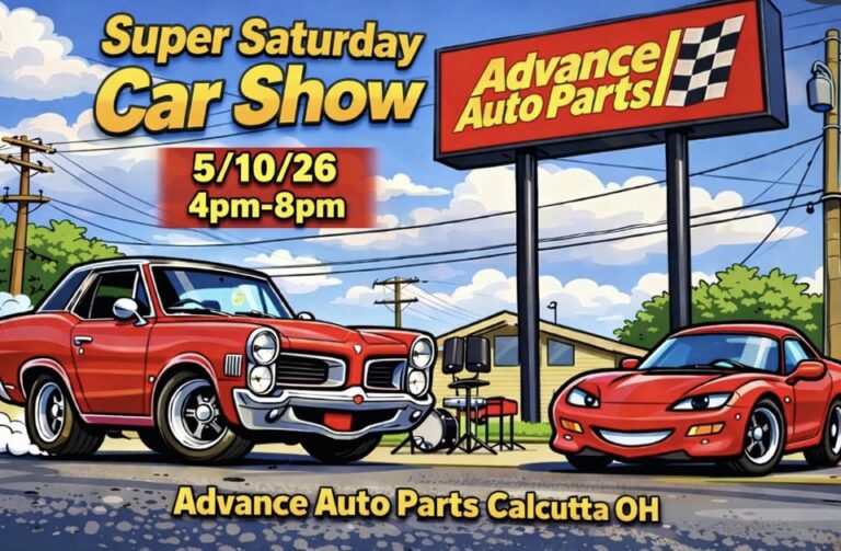 Flyer for Super Saturday Spring Car Show