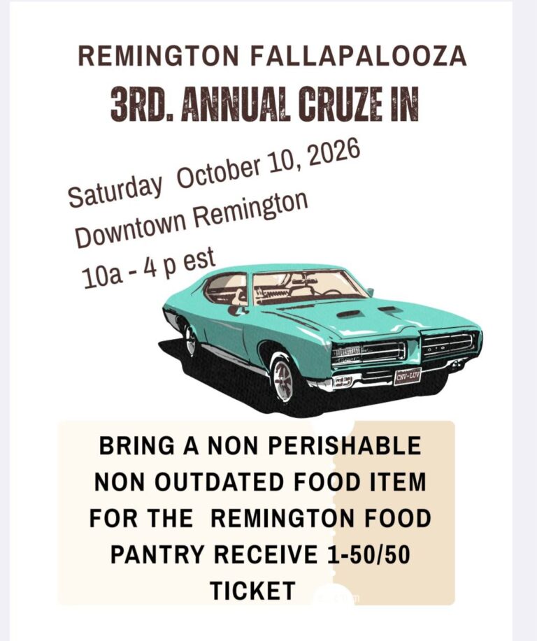 Flyer for Remington Fallapalooza 3rd Annual Cruze In