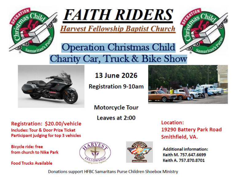 Flyer for Operation Christmas Child Charity Car, Truck & Bike Show