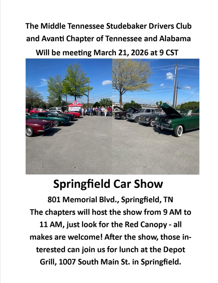 Car Show hosted by the Middle Tennessee Studebaker Drivers Club and ...
