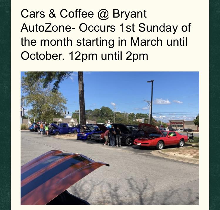 Flyer for Bryant AutoZone Cars & Coffee
