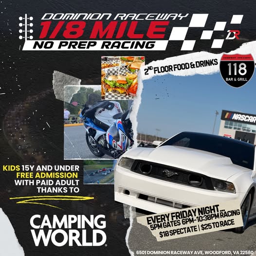 Dominion Raceway 1/8 Mile No Prep Racing – Woodford, VA | CarCruiseFinder