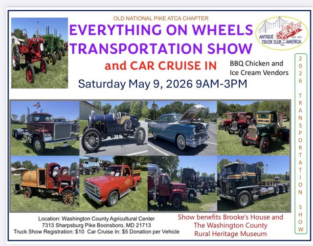 Flyer for Everything On Wheels Transportation Show and Car Cruise In