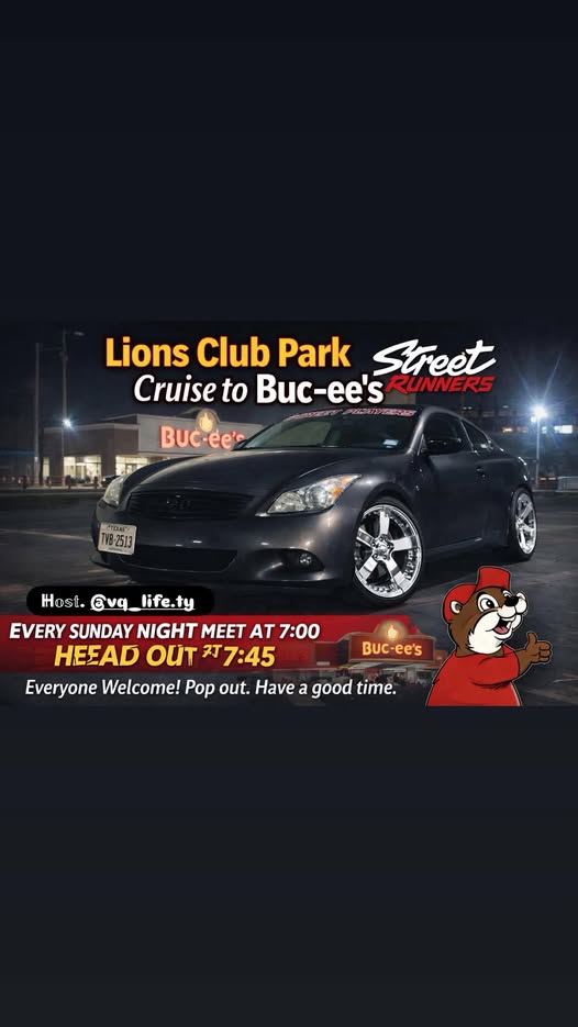 Flyer for Street Runners Cruise to Buc-ee’s