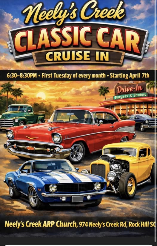Flyer for Neely’s Creek Classic Car Cruise In