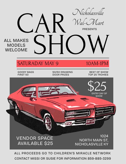 Flyer for Nicholasville Car Show