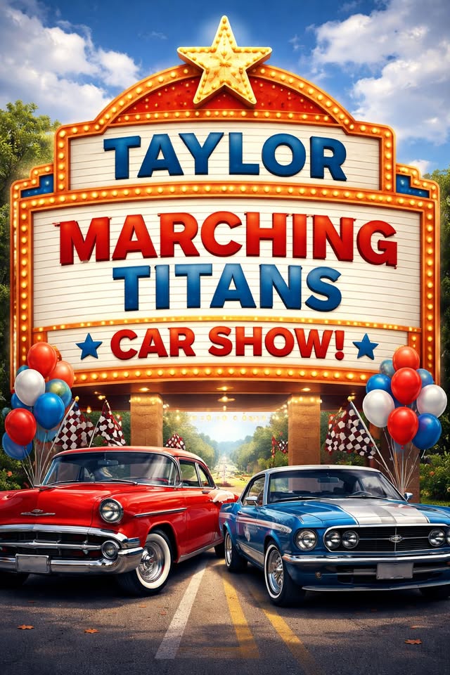 Flyer for Taylor Marching Titans 2026 Car Show
