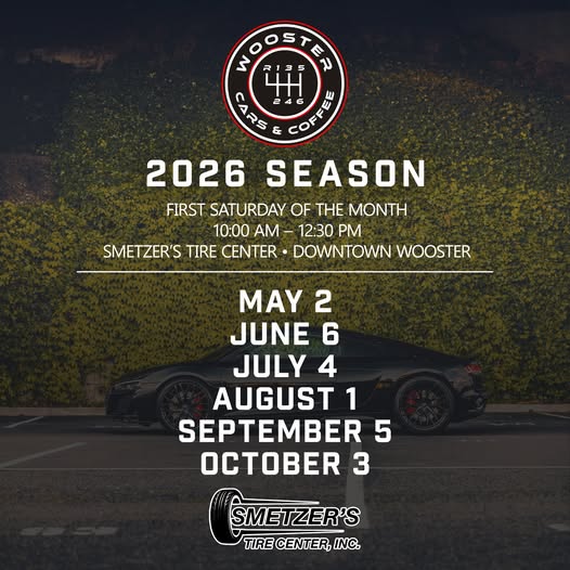Flyer for Wooster Cars & Coffee