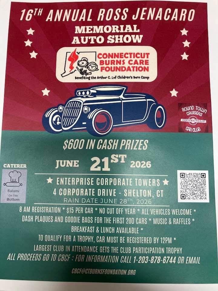 Flyer for 16th Annual Ross Jenacaro Memorial Auto Show
