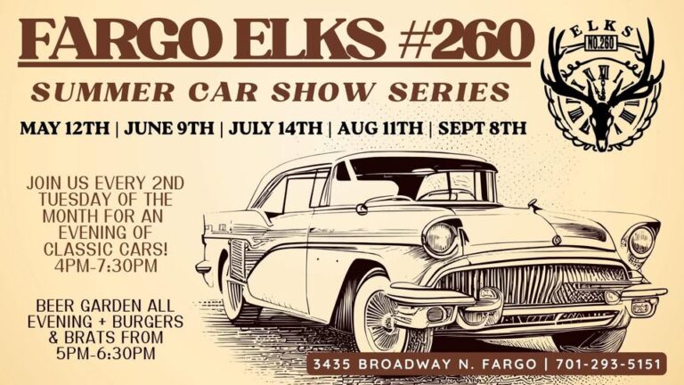 Flyer for Fargo Elks #260 Summer Car Show Series