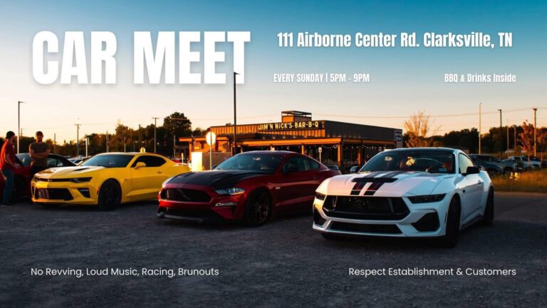 Flyer for Car Meet at 111 Airborne Center Rd.