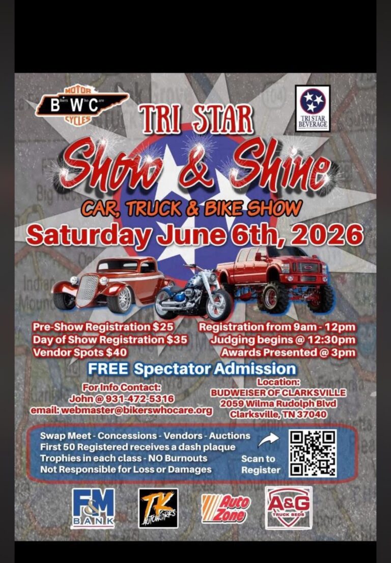 Flyer for BWC Tri Star Show & Shine Car, Truck & Bike Show