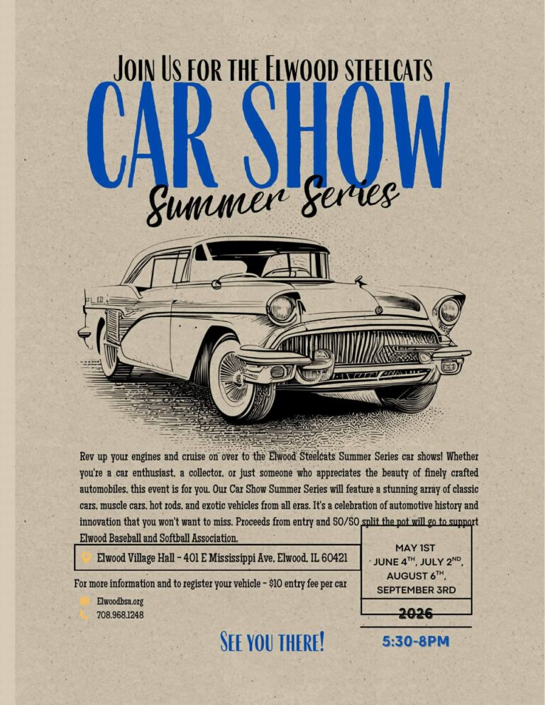 Flyer for Elwood Steelcats Car Show Summer Series