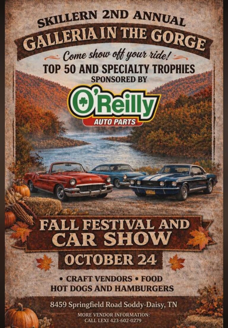 Flyer for Skillern 2nd Annual Galleria In The Gorge Fall Festival And Car Show