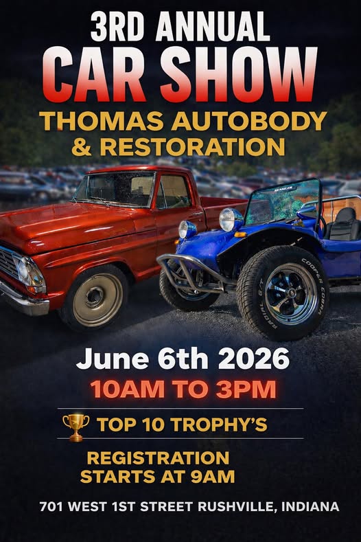 Flyer for 3rd Annual Car Show Thomas Autobody & Restoration