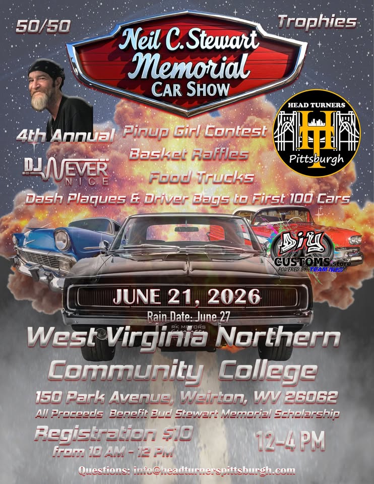 Flyer for 4th Annual Neil C Stewart Memorial Car, Truck, and Bike Show