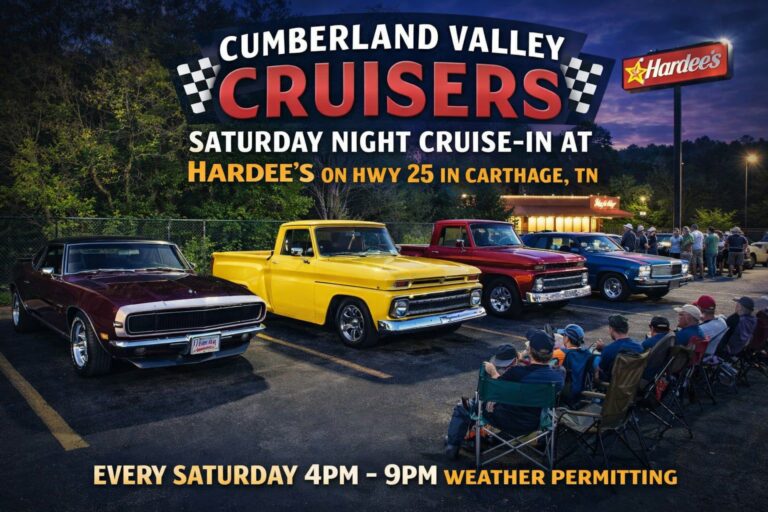 Flyer for Cumberland Valley Cruisers Saturday Night Cruise-In At Hardee’s