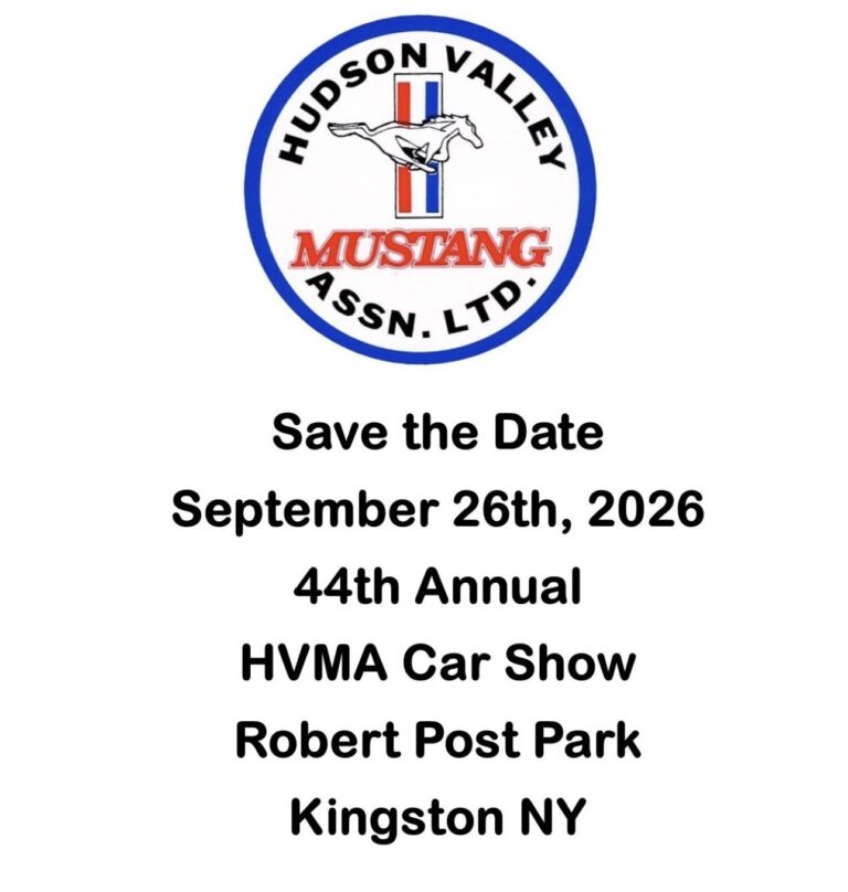 Flyer for Hudson Valley Mustang Assn. Ltd. 44th Annual HVMA Car Show