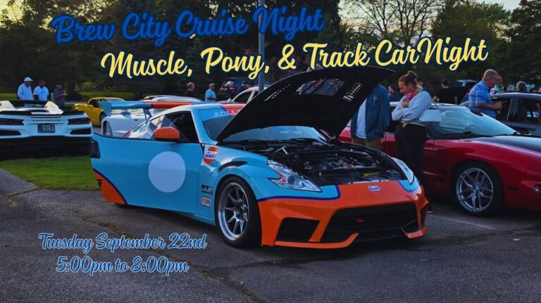 Flyer for Brew City Cruise Night – Muscle, Pony, & Track Car Night