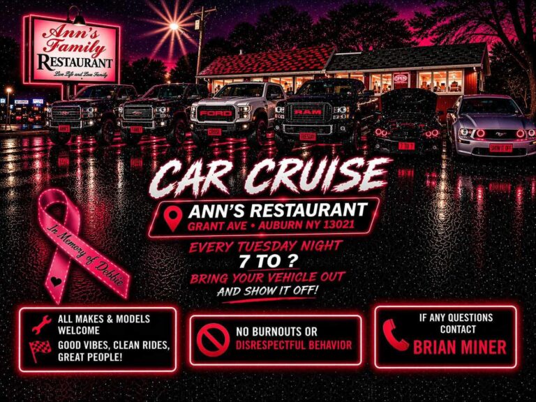 Flyer for Ann’s Restaurant Car Cruise