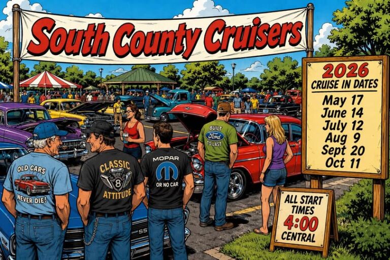 Flyer for South County Cruisers Car Cruise