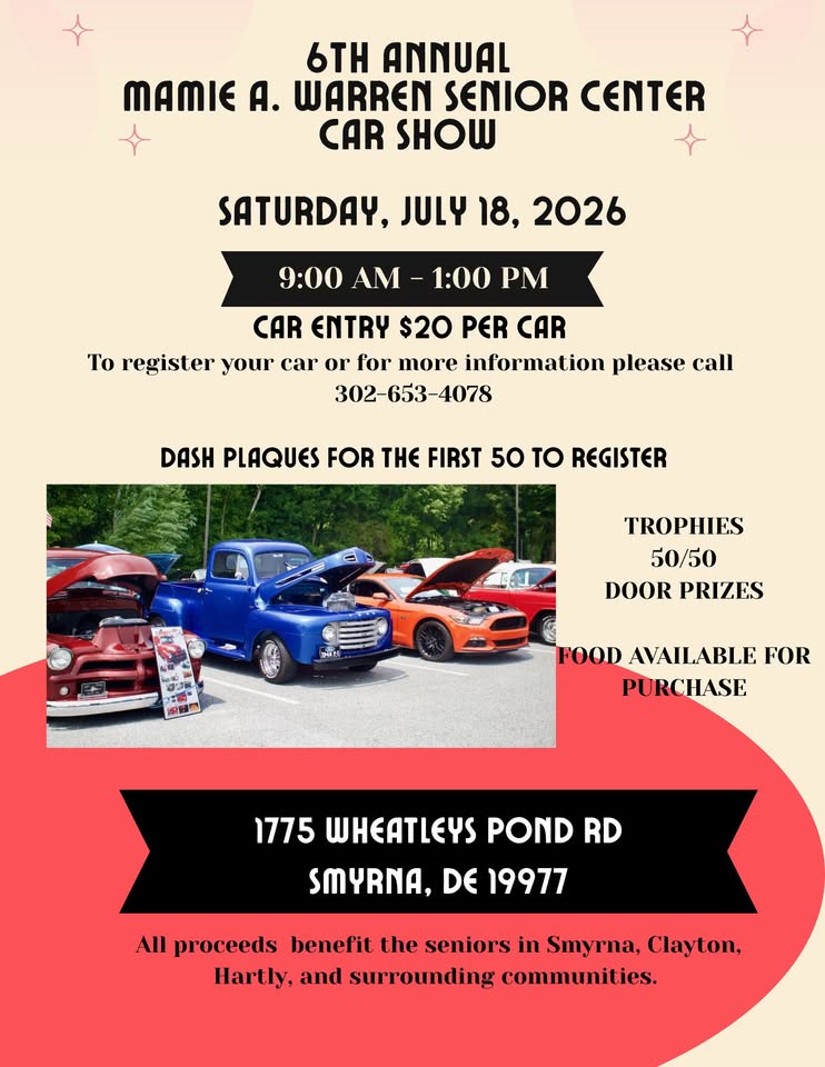 Promotional image for 6th Annual Mamie A. Warren Senior Center Car Show