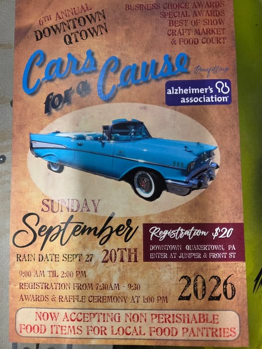 Flyer for 6th Annual Downtown Qtown Cars for a Cause