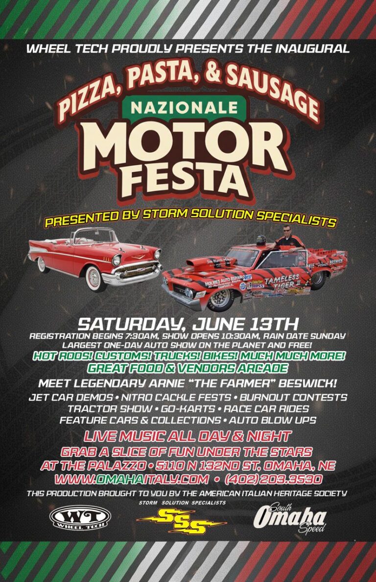 Flyer for Wheel Tech Proudly Presents The Inaugural Pizza, Pasta, & Sausage Nazionale Motor Festa