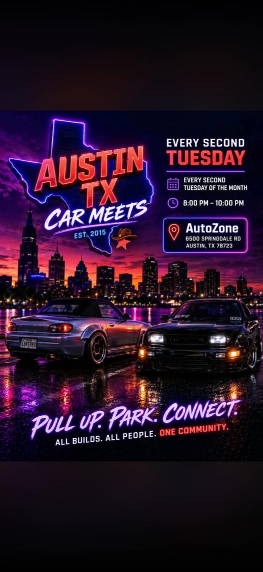 Flyer for Austin TX Car Meets