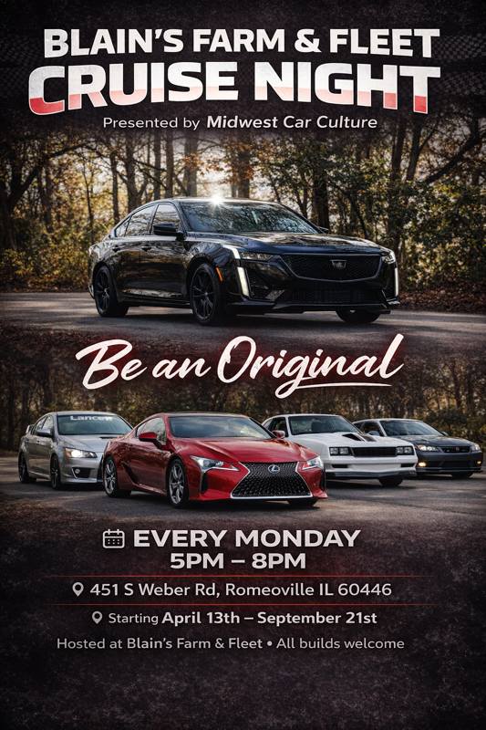 Flyer for Blain’s Farm & Fleet Cruise Night