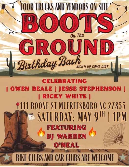 Flyer for Boots On The Ground Birthday Bash
