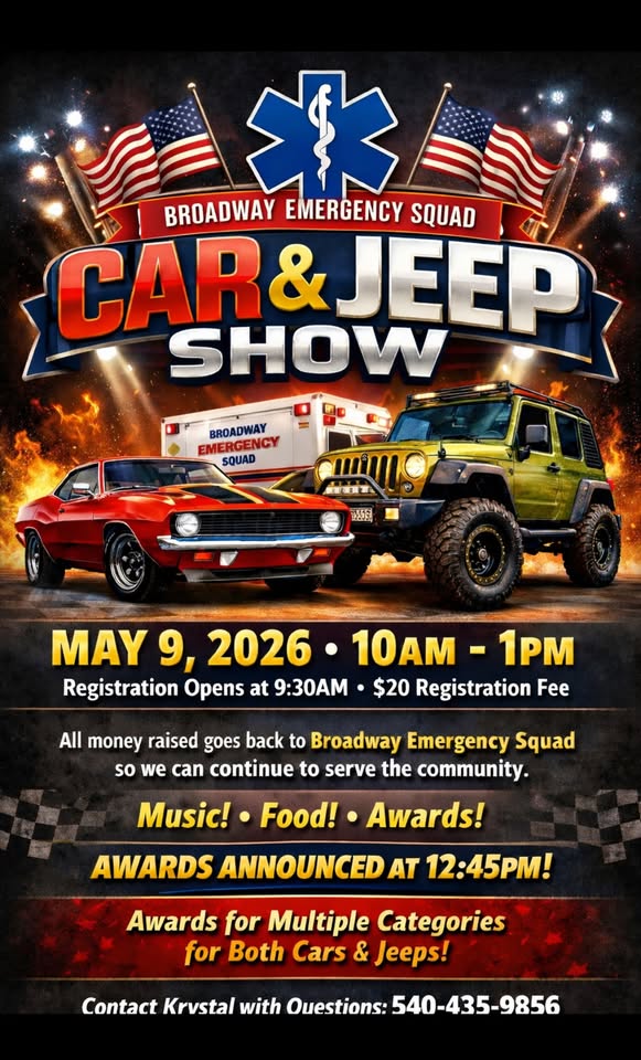 Flyer for Broadway Emergency Squad’s Car Show