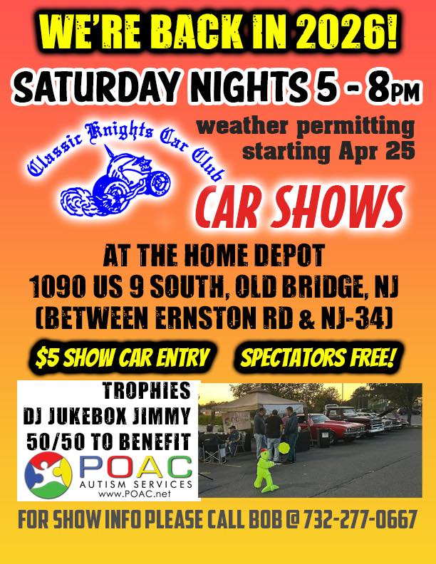 Flyer for Classic Knights Car Club Car Shows