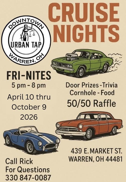Flyer for Downtown Urban Tap Cruise Nights