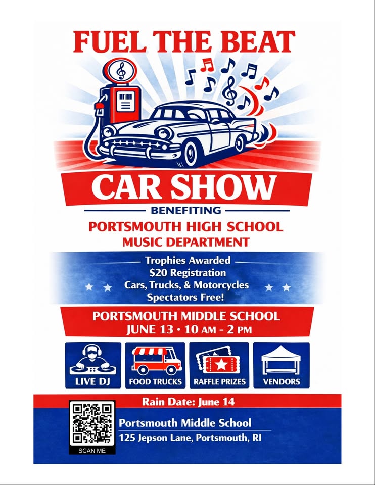 Flyer for Fuel The Beat Car Show Benefiting Portsmouth High School Music Department