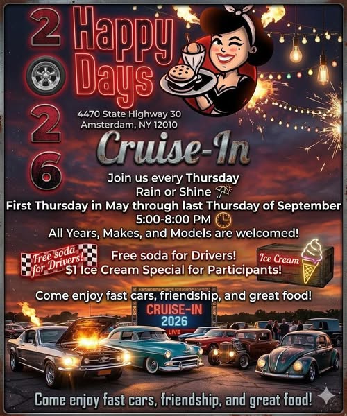 Flyer for Happy Days 2026 Cruise-In