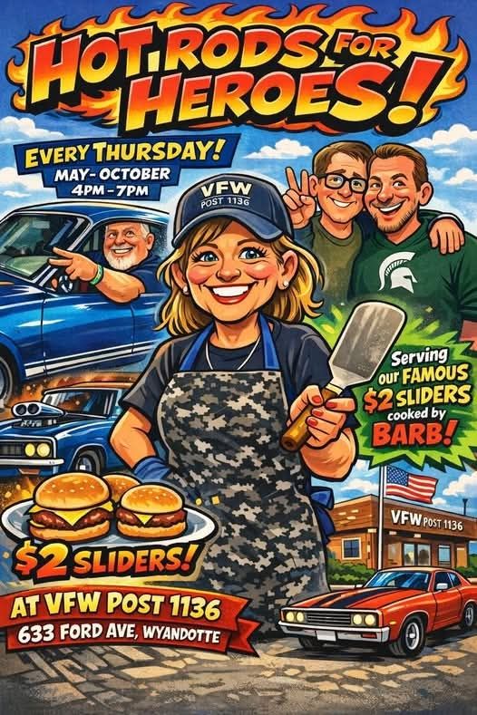 Flyer for VFW Post 1136 Hot Rods For Heroes