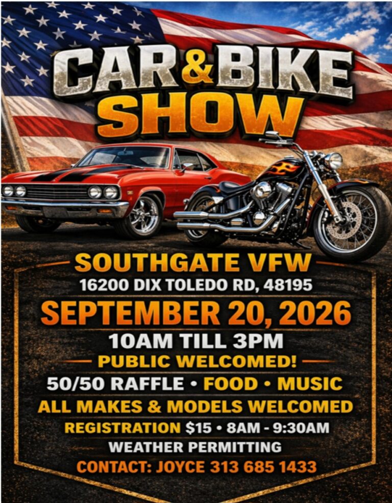 Flyer for Southgate VFW Post 1888 Car N Bike Show